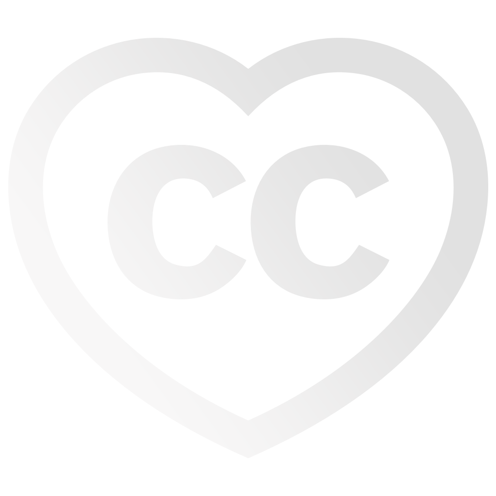 Logo Creative Commons, coração com edição na cor branca.